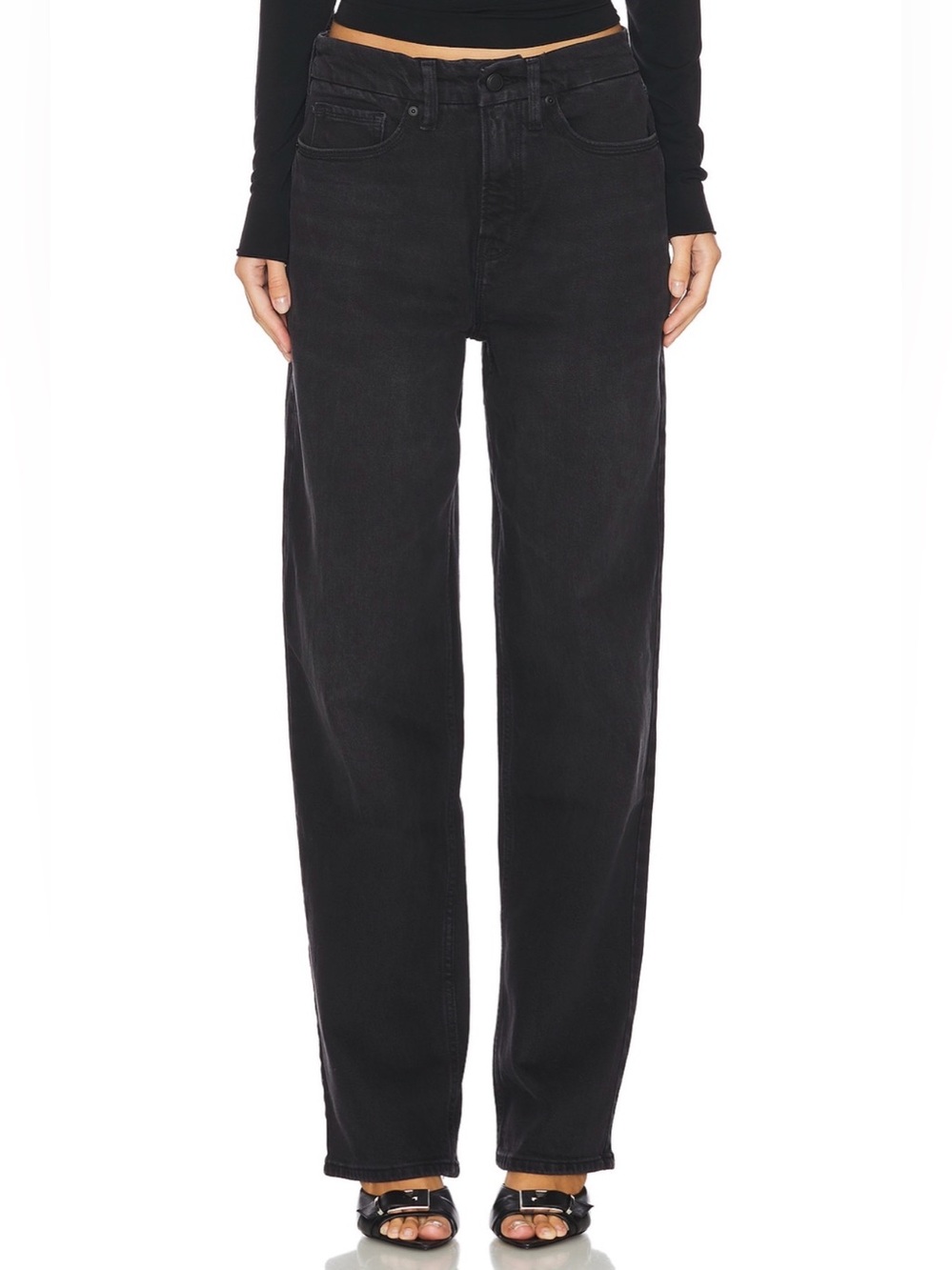 NWT Good American Good 90’s Relaxed Mid Rise Baggy Jeans Black Size 6/28 GNI384B